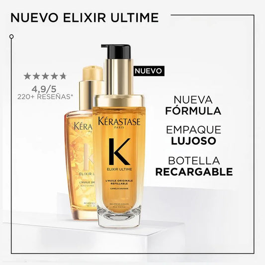 Aceite Elixir Ultime L'Huile Kérastase Original Nutrición Profunda Para Cabello Opaco Refillable 75 ml