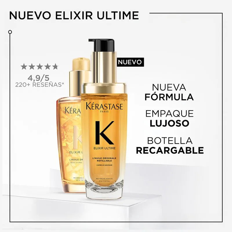Aceite Elixir Ultime L'Huile Kérastase Original Nutrición Profunda Para Cabello Opaco Refillable 75 ml