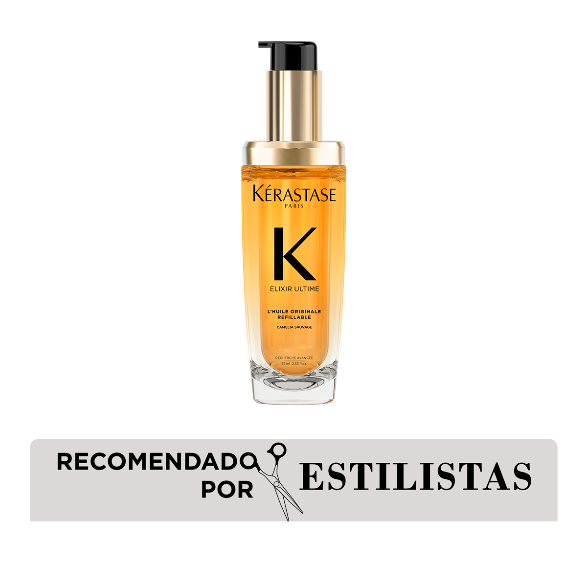 Aceite Elixir Ultime L'Huile Kérastase Original Nutrición Profunda Para Cabello Opaco Refillable 75 ml