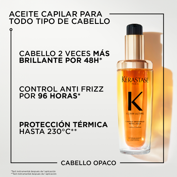 Aceite Elixir Ultime L'Huile Kérastase Original Nutrición Profunda Para Cabello Opaco Refillable 75 ml