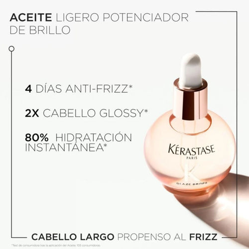 Aceite Ligero Anti Frizz Brillo Intenso Kérastase Gloss Absolu Glaze Drops 45ml